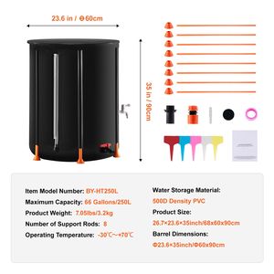 Serbatoio Pieghevole per Acqua Piovana da 250 L (66 Galloni) in PVC, Sistema Portatile di Raccolta Acqua con Rubinetti per Fusti e Barili - Product Image 4