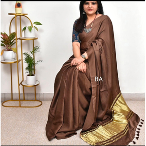 Sari de Seda Gajji Bandhani al por Mayor |   Sari Tradicional con Estampado Bandhej |   Ropa Étnica Asequible para Mujer |   Stock Disponible - Product Image 1