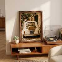 Marco de Fotos de Madera con Cuentas Estilo Vintage, Múltiples Tamaños y Opciones de Impresiones Artísticas, Marco de Fotos Mediterráneo Toscano para Pared de Galería