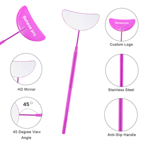 OEM Half Moon Eyelash Mirror in <b>Pink</b> Color Wholesale Stainless Steel Half Moon Eyelash Mirror Lash Packaging <b>Box</b> with Mirror - Product Image 4