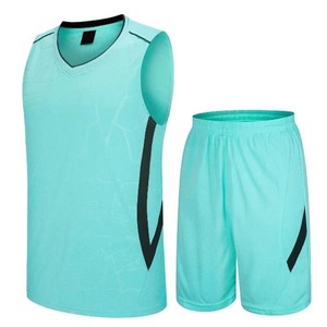 Ensemble de maillot de basket sans manches pour homme, couleur turquoise, col en V, évacuation de l'humidité, coupe régulière, vêtements de sport pour toutes les saisons - Product Image 1