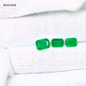 Esmeralda Natural de Zambia, Juego de 3 Piezas Octagonales, 5.04ct, Gemas Sueltas Genuinas, Rica Saturación, Para Conjuntos Exclusivos de Joyería - Product Image 1