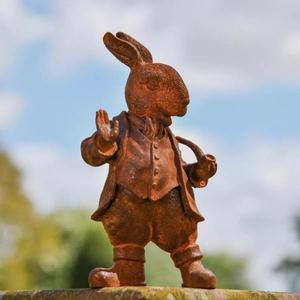Rust Finish Cast Iron Mr. Ratty Statue Handicrafts Rustic Rat Sculpture Decorative <b>Ornaments</b> For Garden Supplies - Product Image 1