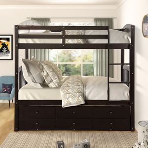 Letto a Castello Espresso con Scala e Ringhiera di Sicurezza, Letto Estraibile per Bambini e Ragazzi con 3 Cassetti per Camera da Letto o Stanza degli Ospiti - Product Image 3