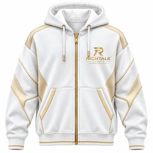 Men's <b>Zip</b>-Up <b>Hoodie</b> Oversized Fit French Terry Cotton <b>Pocket</b> Design Sporty Style Heavyweight Color Blocking Winter Wear - Product Image 6