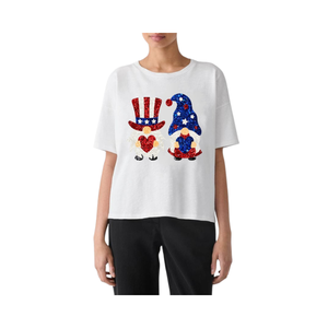 Listo para Usar, Venta al por Mayor, Novedad 2026, Camiseta Casual de Verano con Bordado y Parches, Manga Corta, para Mujer, Día Nacional de EE. UU. - Product Image 2