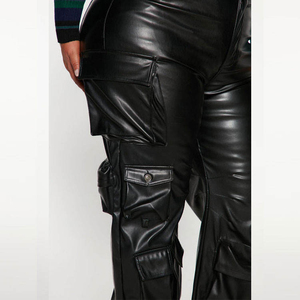 Pantalon de jogging en similicuir pour femme, taille élastique, coupe décontractée, confortable, vêtement streetwear pour un style quotidien - Product Image 5