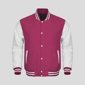 Wholesale Premium PU Leather Sleeve <b>Vintage</b> Reversible Canvas Waterproof Stand Collar Baseball Bomber <b>Varsity</b> <b>Jacket</b> for Men's - Product Image 5
