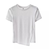 Nouveau design 2026 – T-shirt femme en coton 100 % de haute qualité, coupe classique, col rond, décontracté, respirant, anti-boulochage, avec ourlet incurvé