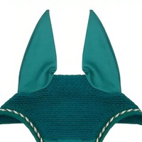 Bonnet anti-mouches pour chevaux en maille, bleu et rouge, léger, lavable, respirant, séchage rapide, protection auditive pour chevaux