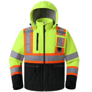 Veste de sécurité réfléchissante haute visibilité avec capuche, fermeture éclair et poches, vêtements de travail pour hommes - Product Image 1