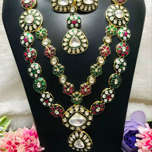 Premium Quality <b>Gold</b> Plated Trendy Traditional Wear <b>Necklace</b> <b>Set</b> with <b>Earrings</b> Tikka Wedding Gift Collection Women - Product Image 1