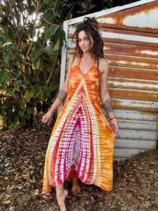Women's Woven Eco-Friendly Tie Dye <b>Boho</b> Halter Maxi Beach <b>Dress</b> Handmade <b>Summer</b> - Product Image 2