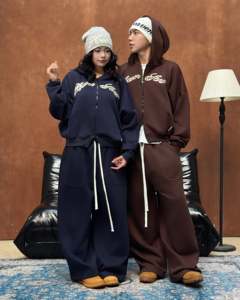 OEM ODM Pull-over à capuche zippé ample et long en 100% coton pour hommes et femmes, personnalisé, brodé, écologique, automne - Product Image 1