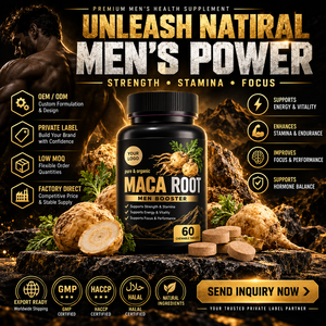 Complément alimentaire naturel à base d'extrait de racine de maca Halal Elma Food, 60 comprimés à croquer, soutien énergétique pour hommes, métabolisme, circulation, GMP - Product Image 1