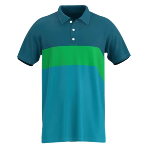 เสื้อโปโลแขนสั้นผู้ชาย ลายบล็อกสี ทีเรียล กรีน บลู  แบบลำลอง ทรงปกติ - Product Image 1