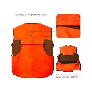 Gilet de sécurité à rayures haute visibilité pour homme, orange et marron, polyester/coton, bandes réfléchissantes, plusieurs poches, fermeture éclair - Product Image 2
