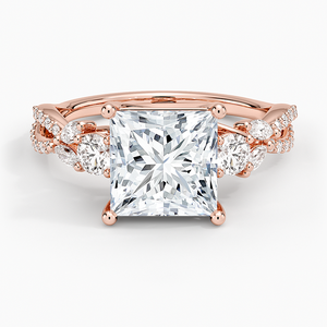 แหวนเพชรทรงปรินเซสคัทสามเม็ด ทองคำขาว 14K เพชรเลี้ยงในห้องปฏิบัติการ รับรองโดย IGI แหวนแต่งงานสำหรับผู้หญิง อินเดีย - Product Image 3