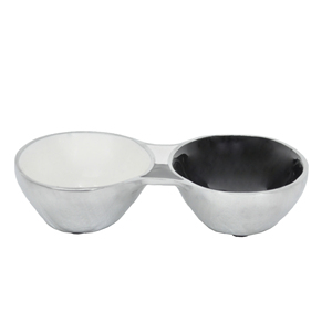 Bols décoratifs en émail blanc et noir, ensemble de 2 bols, idéal pour servir des noix, des bonbons, des toffees, des fruits, pour la table, faits à la main, dernières nouveautés - Product Image 4