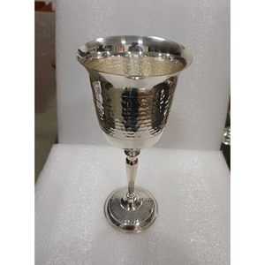 Copa de Vino Kiddush Judaica de Metal Hecha a Mano, Elegante y de Lujo, con Acabado en Plata de Ley |   Opción de Logotipo Personalizado, Duradero y Ecológico para - Product Image 1