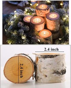 Support de bougie chauffe-plat en bois de bouleau pour mariage, décoration de table en bois, décoration de fête - Product Image 2