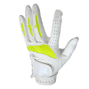 Gants de golf blancs DARIB IMPEX, vert néon, respirants, en cuir véritable, à doigts complets, pour hommes, fermeture à tirette, spéciaux - Product Image 3