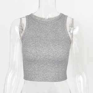 Custom Logo Ladies Cotton Knitted <b>Crop</b> <b>Top</b> Plain Embroidered Casual Basic Sleeveless Round Neck Ribbed <b>Crop</b> Tank <b>Tops</b> for Women - Product Image 6