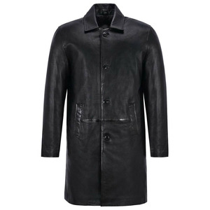 Manteau long en cuir pour homme sur mesure, veste d'hiver en cuir véritable sur mesure, en vente en ligne - Product Image 1
