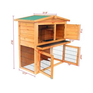 40\" Triangle Roof A-Frame Wooden Pet Cage Small House Chicken Coop Waterproof Rabbit Hutch for Pets Natu Pet Houses & Furniture - Product Image 3