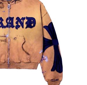 Hoodie personnalisé, effet délavé, coupe oversize pour les détaillants de streetwear vintage américain, avec motifs graphiques, faible MOQ - Product Image 4