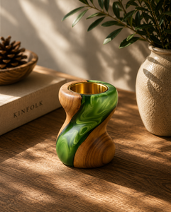 Quemador de incienso artesanal de resina epoxi y madera, quemador de incienso de oud retorcido, taza de latón, regalo de Ramadán y Eid, decoración para el hogar, fragancia, venta al por mayor - Product Image 5