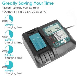 Chargeur rapide de remplacement pour batterie Makita 14.4-18V BL1860 BL1830 BL1850 avec écran LCD et port USB - Product Image 3