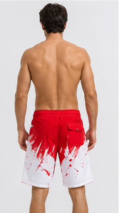 Shorts de bain décontractés pour hommes, séchage rapide, cordon de serrage à la taille, poches, imprimé coucher de soleil, tissu polyester, logo personnalisé, plage, surf - Product Image 5