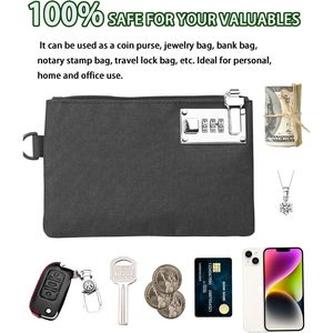 Bolsa de Dinero con Cierre de Nailon Resistente de 5x8 Pulgadas, Bolsa para Efectivo, Joyas, Medicamentos, Tarjetas de Crédito, Certificada - Product Image 4