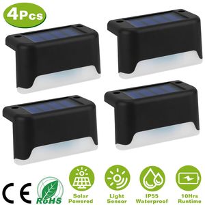 4 Luces LED Solares para Escalones, Impermeables IP55, con Sensor de Anochecer al Amanecer, Lámparas para Cercas, Iluminación Exterior para Jardín - Product Image 1