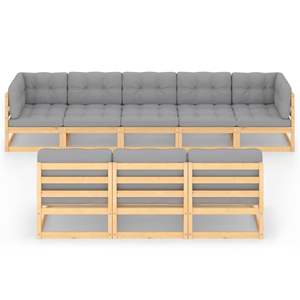 Set Lounge da Giardino Grande in Legno di Pino Massiccio e Poliestere - Collezione Legno Naturale - Product Image 3