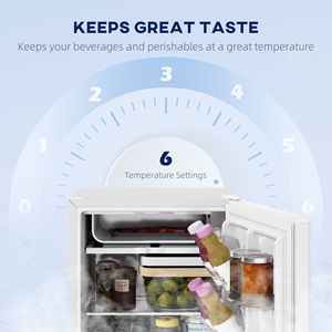 Mini Refrigerador de Una Puerta con Congelador de 2.5 Pies Cúbicos, Termostato Ajustable y Puerta Reversible, Refrigerador Compacto Blanco - Product Image 6
