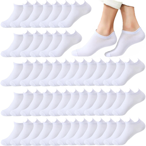 Chaussettes courtes blanches avec bout et talon gris, 100% coton respirant, chaussettes fines tricotées invisibles pour un usage quotidien décontracté, été, adultes - Product Image 2