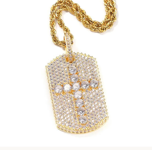 Iced Out Cross <b>Dog</b> <b>Tag</b> Pendant Gold Plated With Wings Moissanite Diamonds Iced Out Jewelry Charm Luxury Wholesale Pendant - Product Image 1