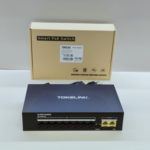 TOKELINK Fiber Optic <b>PoE</b> Ethernet <b>Switch</b> 10-Port 8 x <b>PoE</b>+ 2.0Gb 2-Uplink 10/100Mbps Unmanaged Network <b>Switch</b> - Product Image 1
