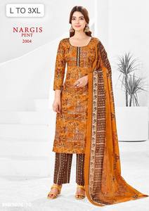 Ensemble Kurti en coton de bonne qualité avec imprimé, pantalon et dupatta assortis, pour occasions spéciales, fournisseur de vêtements ethniques de Surat. - Product Image 4