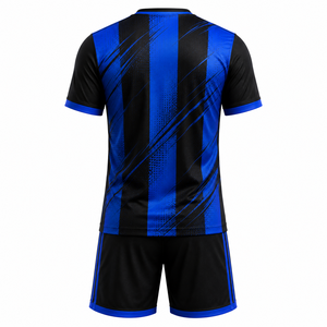 Uniforme de Fútbol para Hombre, Azul y Negro a Rayas, Cuello en V, Manga Corta, Absorbe la Humedad, Ajuste Atlético, para Todas las Temporadas - Product Image 2