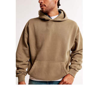 Men's Oversized Hooded Sweatshirt Solid Color Cotton Fleece Casual Regular Sleeve Pocket Design - Product Image 5