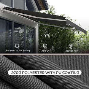 Tenda da Sole Elettrica Retrattile 3x2,4m con Protezione UV, Manovella Manuale e Telecomando per Terrazzo - Product Image 5