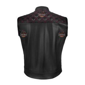 Gilet de moto sans manches en cuir véritable LAZIB MOTO pour homme, logo brodé sur le devant, été, toutes saisons, équipement de conduite personnalisé pour équipe - Product Image 5