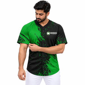 Camiseta de Béisbol Personalizada con Botones y Manga Corta, Impresión por Transferencia de Calor, 100% Poliéster, Absorbe la Humedad, Deportiva - Product Image 3