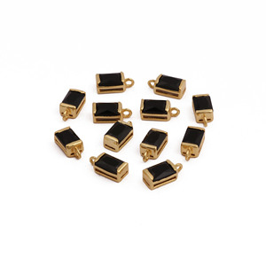 Pendentifs en laiton plaqué or avec onyx noir, bijoux tendance pour femmes, pour la fabrication de colliers, vente en gros - Product Image 4