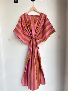 100% Cotton <b>Kaftan</b>, Striped Print <b>Kaftan</b>, Nightwear Sleepwear Cotton Maxi Dress, Cotton Beach Dress, Womens <b>Kaftan</b> - Product Image 5