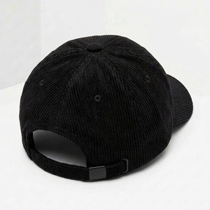 Casquette de baseball OEM personnalisée à 6 panneaux en velours côtelé, broderie plate, non structurée, visière pré-courbée, faible MOQ, fournisseur ODM - Product Image 5