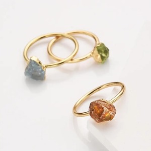 Anillos de Piedras Naturales con Engaste de Bisel Chapados en Oro de 18K, Estilo Bohemia Unisex para Uso Diario - Product Image 1